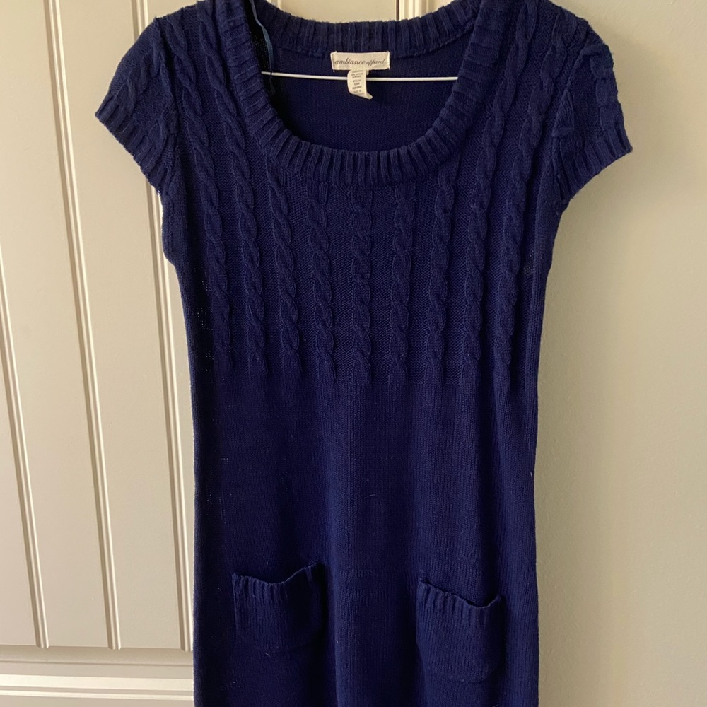 Ambiance Apparel Blue Sweater Dress